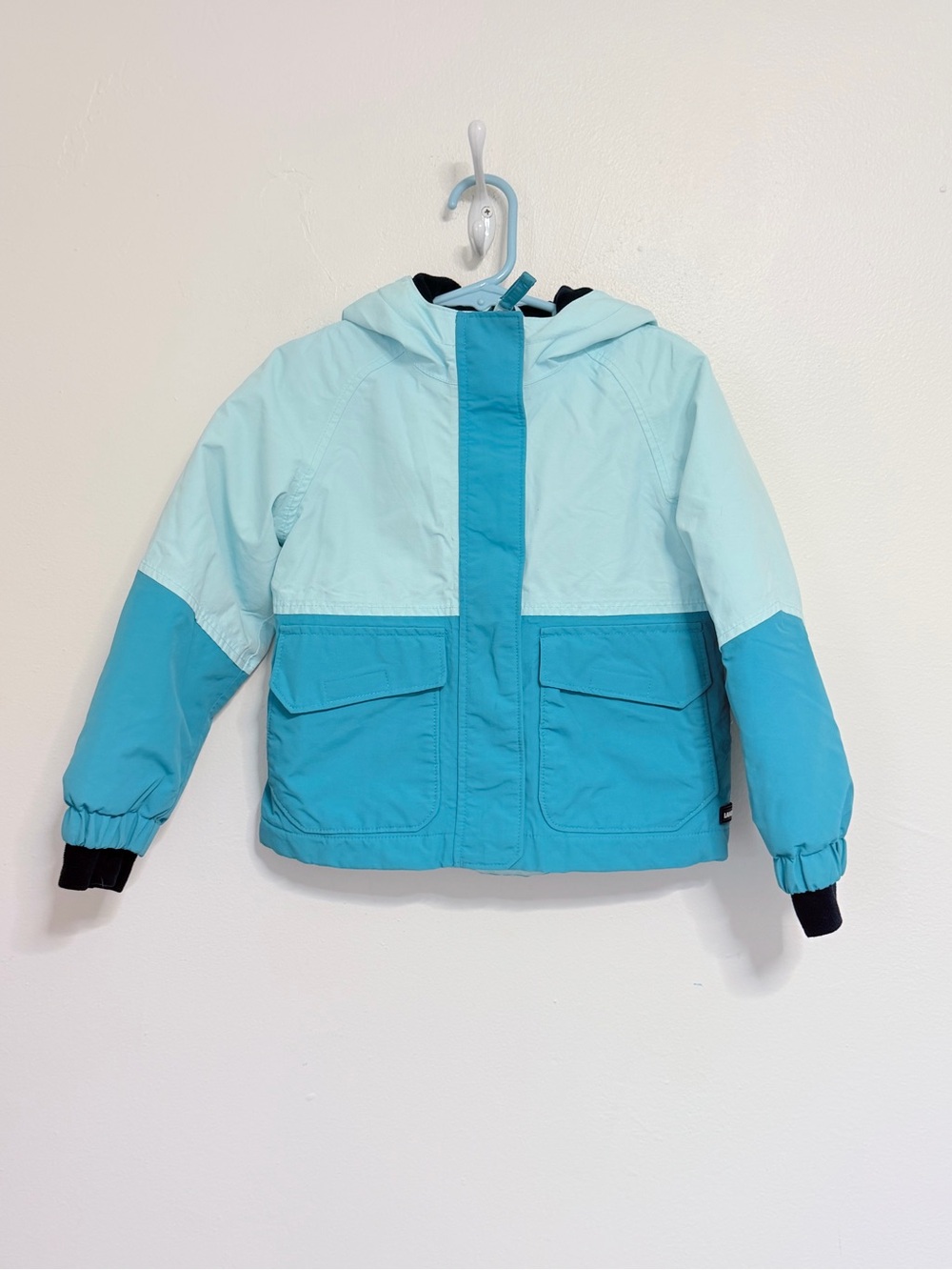 LANDS’ END Girls Size 3T Coat Squall Blue Parka Double Closure w/ Hood
